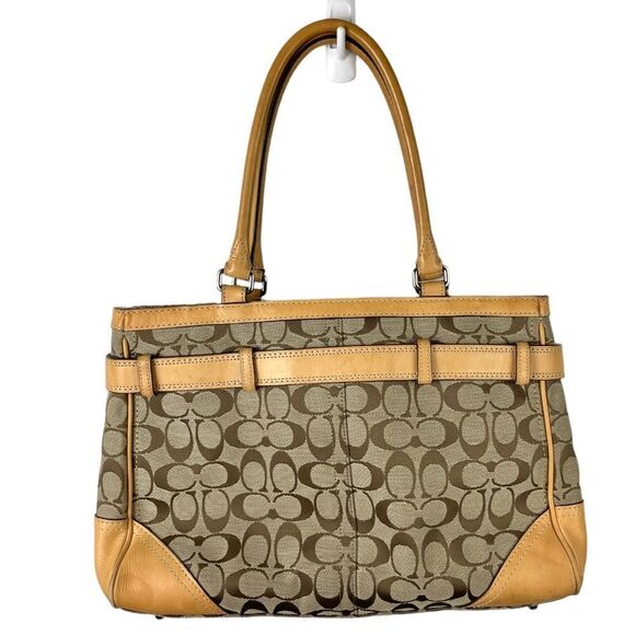 COACH Hampton Leather and Canvas Shoulder Bag F08K07 - Picture 4 of 15